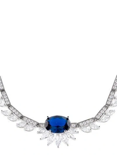 Pre-owned Cz By Kenneth Jay Lane Cubic Zirconia Collar Necklace, 17" In Transparent