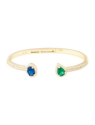 Pre-owned Cz By Kenneth Jay Lane Cubic Zirconia Cuff Bracelet, 6"
