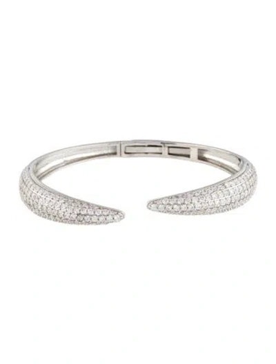 Pre-owned Cz By Kenneth Jay Lane Cubic Zirconia Cuff Bracelet, 6.75" In Transparent