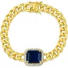 Cz By Kenneth Jay Lane Cubic Zirconia Curb Chain Bracelet In Gold