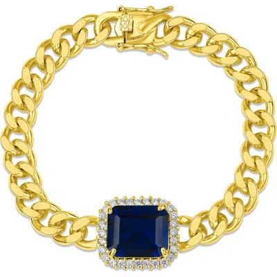 Cz By Kenneth Jay Lane Cubic Zirconia Curb Chain Bracelet In Gold