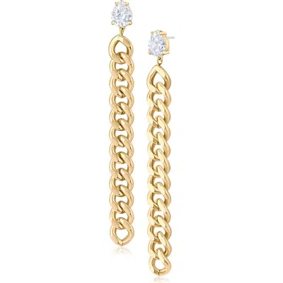 Cz By Kenneth Jay Lane Cubic Zirconia Curb Chain Drop Earrings In Gold