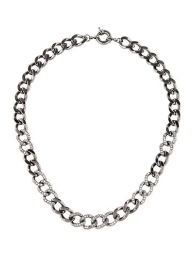 Pre-owned Cz By Kenneth Jay Lane Cubic Zirconia Curb Chain Necklace, 19" In Clear