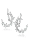 Cz By Kenneth Jay Lane Cubic Zirconia Curved Drop Earrings In Silver
