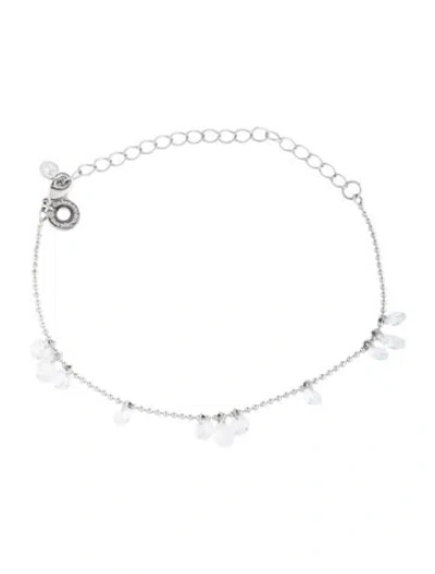Pre-owned Cz By Kenneth Jay Lane Cubic Zirconia Dangles On Shortbead Station Bracelet, 9.5" In Multicolor