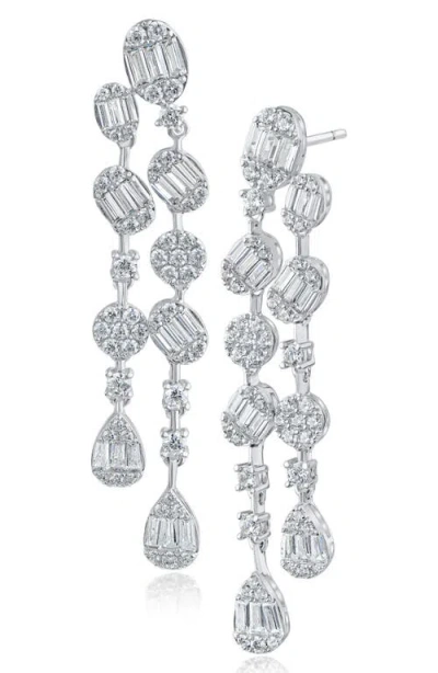 Cz By Kenneth Jay Lane Cubic Zirconia Deco Drop Earrings In Metallic