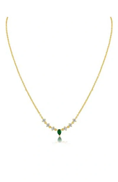 Cz By Kenneth Jay Lane Cubic Zirconia Delicate Pendant Necklace In Gold