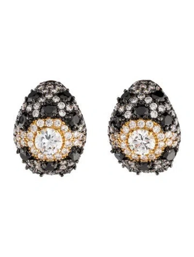 Pre-owned Cz By Kenneth Jay Lane Cubic Zirconia Dome Drop Earrings In Multi