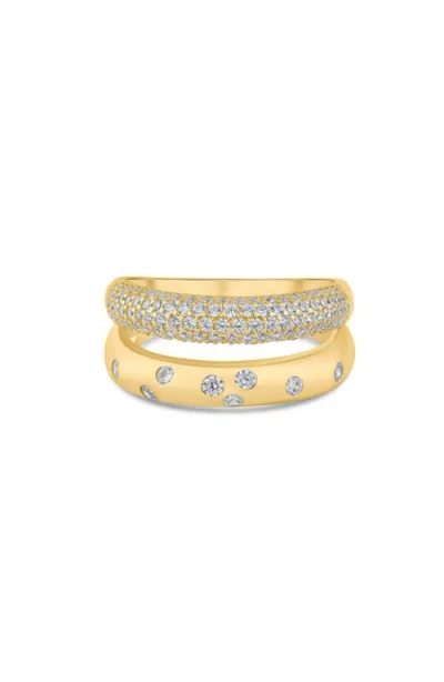 Cz By Kenneth Jay Lane Cubic Zirconia Double Band Ring In Gold