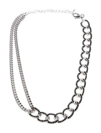 Pre-owned Cz By Kenneth Jay Lane Cubic Zirconia Double Chain Necklace, 20.5" In Black