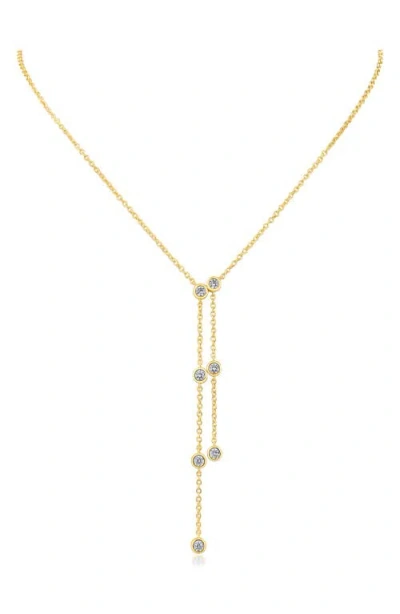 Cz By Kenneth Jay Lane Cubic Zirconia Double Drop Y-necklace In Gold