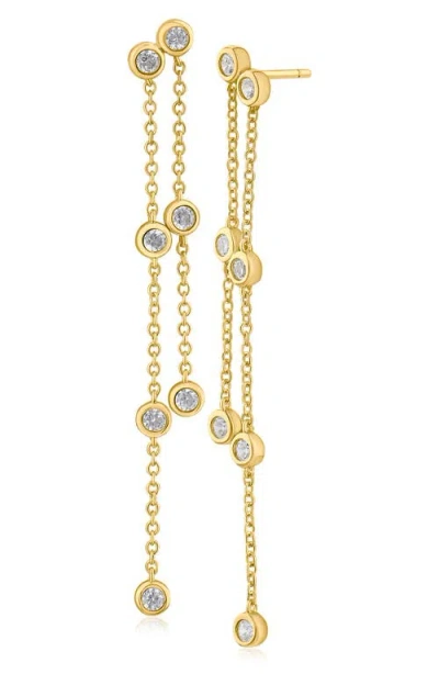 Cz By Kenneth Jay Lane Cubic Zirconia Double Strand Drop Earrings In Gold