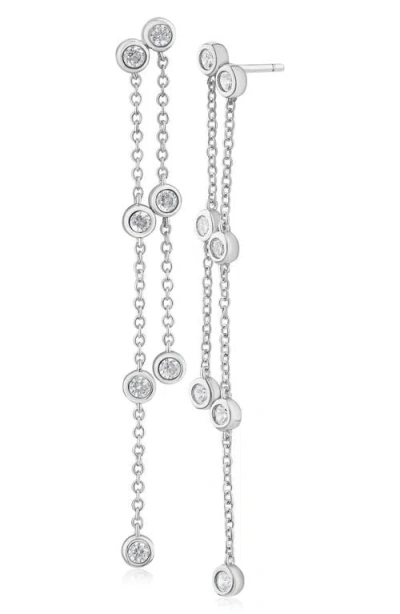 Cz By Kenneth Jay Lane Cubic Zirconia Double Strand Drop Earrings In Pattern