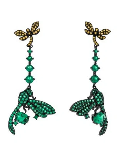 Pre-owned Cz By Kenneth Jay Lane Cubic Zirconia Dragonfly Drop Earrings In Multi