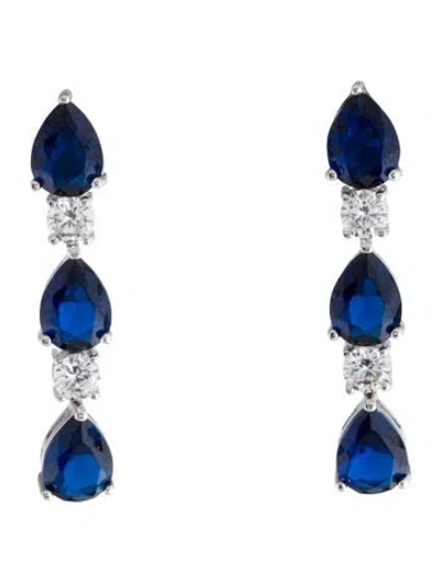 Pre-owned Cz By Kenneth Jay Lane Cubic Zirconia Drop Earrings In Blue