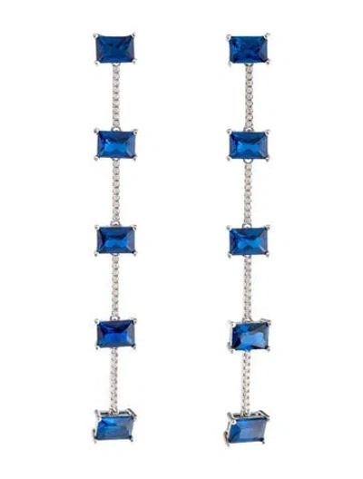 Pre-owned Cz By Kenneth Jay Lane Cubic Zirconia Drop Earrings In Blue