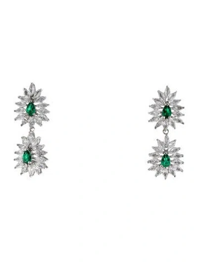 Pre-owned Cz By Kenneth Jay Lane Cubic Zirconia Drop Earrings In Multi