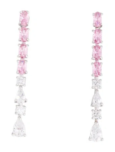 Pre-owned Cz By Kenneth Jay Lane Cubic Zirconia Drop Earrings In Pink