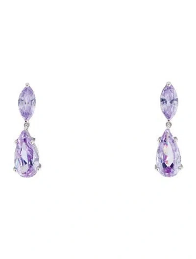 Pre-owned Cz By Kenneth Jay Lane Cubic Zirconia Drop Earrings In Purple