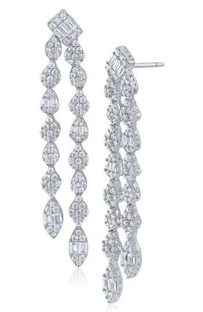 Cz By Kenneth Jay Lane Cubic Zirconia Drop Earrings In Silver