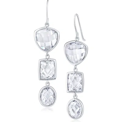 Cz By Kenneth Jay Lane Cubic Zirconia Drop Earrings In Silver
