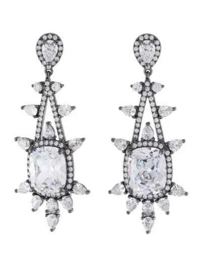 Pre-owned Cz By Kenneth Jay Lane Cubic Zirconia Drop Earrings In Transparent