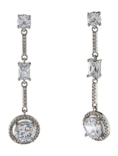 Pre-owned Cz By Kenneth Jay Lane Cubic Zirconia Drop Earrings In Transparent