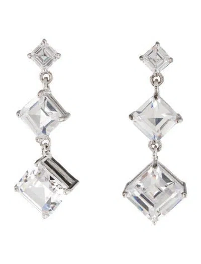 Pre-owned Cz By Kenneth Jay Lane Cubic Zirconia Drop Earrings In Transparent