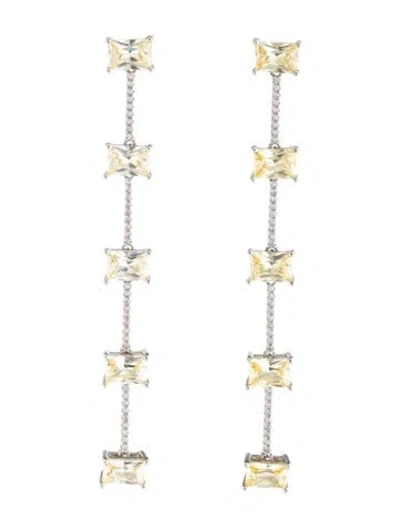 Pre-owned Cz By Kenneth Jay Lane Cubic Zirconia Drop Earrings In Yellow