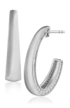 Cz By Kenneth Jay Lane Cubic Zirconia Edge Hoop Earrings In Clear Silver
