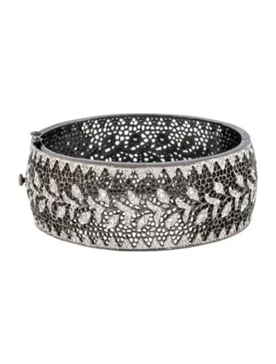 Pre-owned Cz By Kenneth Jay Lane Cubic Zirconia Filigree Bangle, 6.75" In Multi