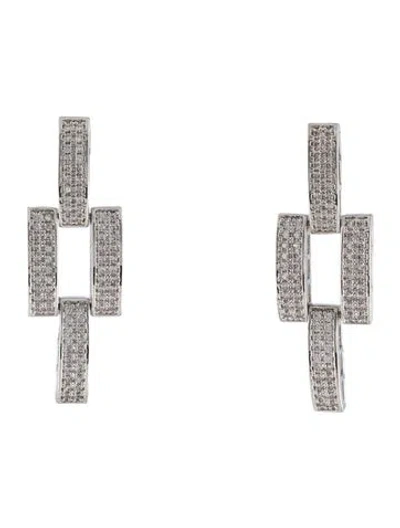 Pre-owned Cz By Kenneth Jay Lane Cubic Zirconia Flat Pave Link Drop Earrings In Multi
