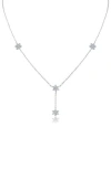 Cz By Kenneth Jay Lane Cubic Zirconia Floral Station Y-necklace In Metallic