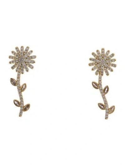 Pre-owned Cz By Kenneth Jay Lane Cubic Zirconia Flower Drop Earrings In Multi