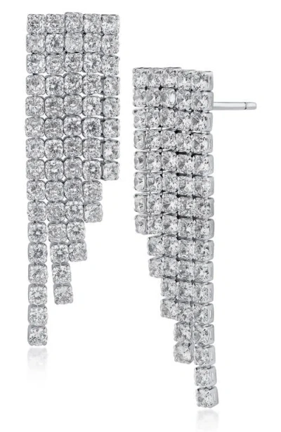 Cz By Kenneth Jay Lane Cubic Zirconia Fringe Earrings In Silver