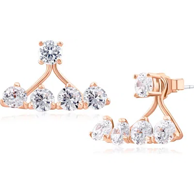 Cz By Kenneth Jay Lane Cubic Zirconia Front/back Earrings In Gold