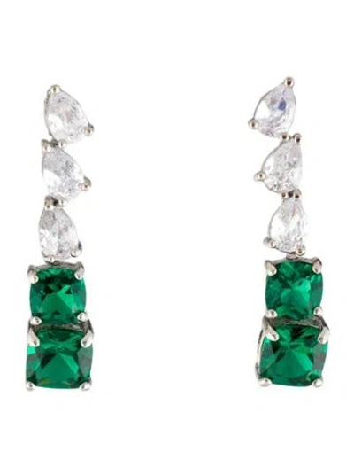 Pre-owned Cz By Kenneth Jay Lane Cubic Zirconia Graduated Linear Drop Earrings
