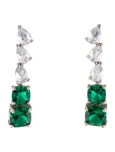 Pre-owned Cz By Kenneth Jay Lane Cubic Zirconia Graduated Linear Drop Earrings