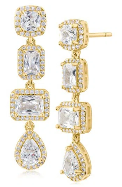 Cz By Kenneth Jay Lane Cubic Zirconia Halo Drop Earrings In Gold
