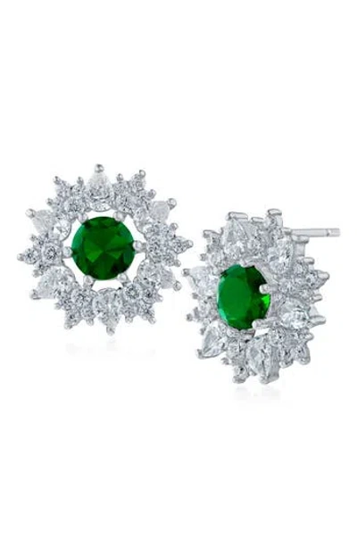 Cz By Kenneth Jay Lane Cubic Zirconia Halo Stud Earrings In Metallic