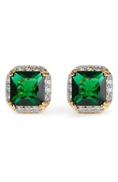 Cz By Kenneth Jay Lane Cubic Zirconia Halo Stud Earrings In Metallic