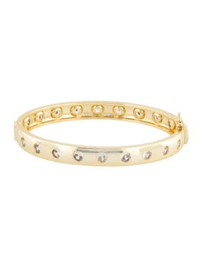Pre-owned Cz By Kenneth Jay Lane Cubic Zirconia Hinged Bangle, 7" In Multicolor