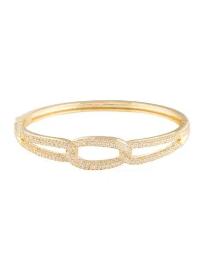 Pre-owned Cz By Kenneth Jay Lane Cubic Zirconia Hinged Bangle, 7" In Transparent
