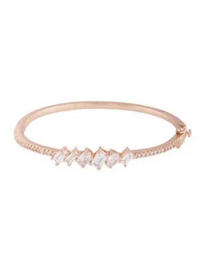Pre-owned Cz By Kenneth Jay Lane Cubic Zirconia Hinged Bangle Bracelet, 6.5" In Multicolor