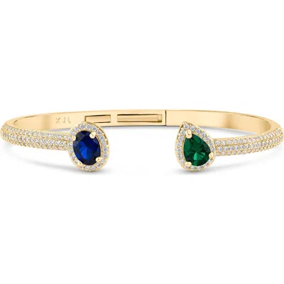Cz By Kenneth Jay Lane Cubic Zirconia Hinged Cuff Bracelet In Transparent
