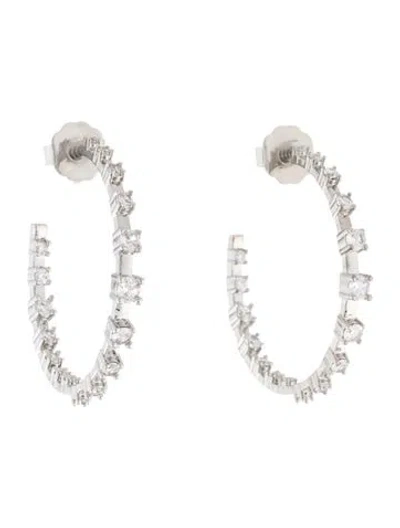 Pre-owned Cz By Kenneth Jay Lane Cubic Zirconia Hoop Earring In Multicolor