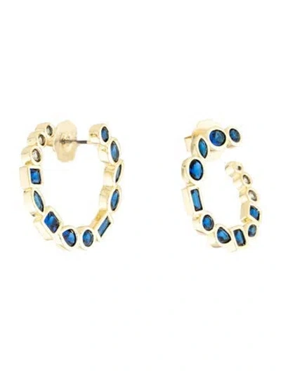 Pre-owned Cz By Kenneth Jay Lane Cubic Zirconia Hoop Earrings In Blue