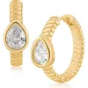 Cz By Kenneth Jay Lane Cubic Zirconia Hoop Earrings In Gold