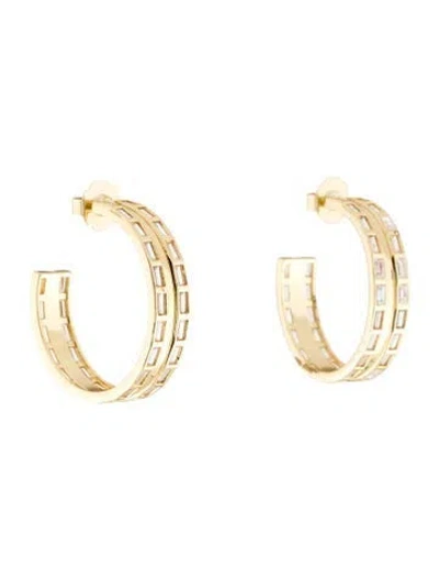 Pre-owned Cz By Kenneth Jay Lane Cubic Zirconia Hoop Earrings In Multi