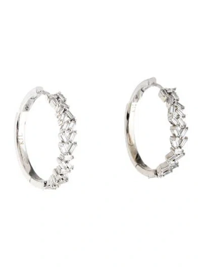 Pre-owned Cz By Kenneth Jay Lane Cubic Zirconia Hoop Earrings In Multicolor